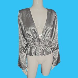 Elegant Silver Women's Top